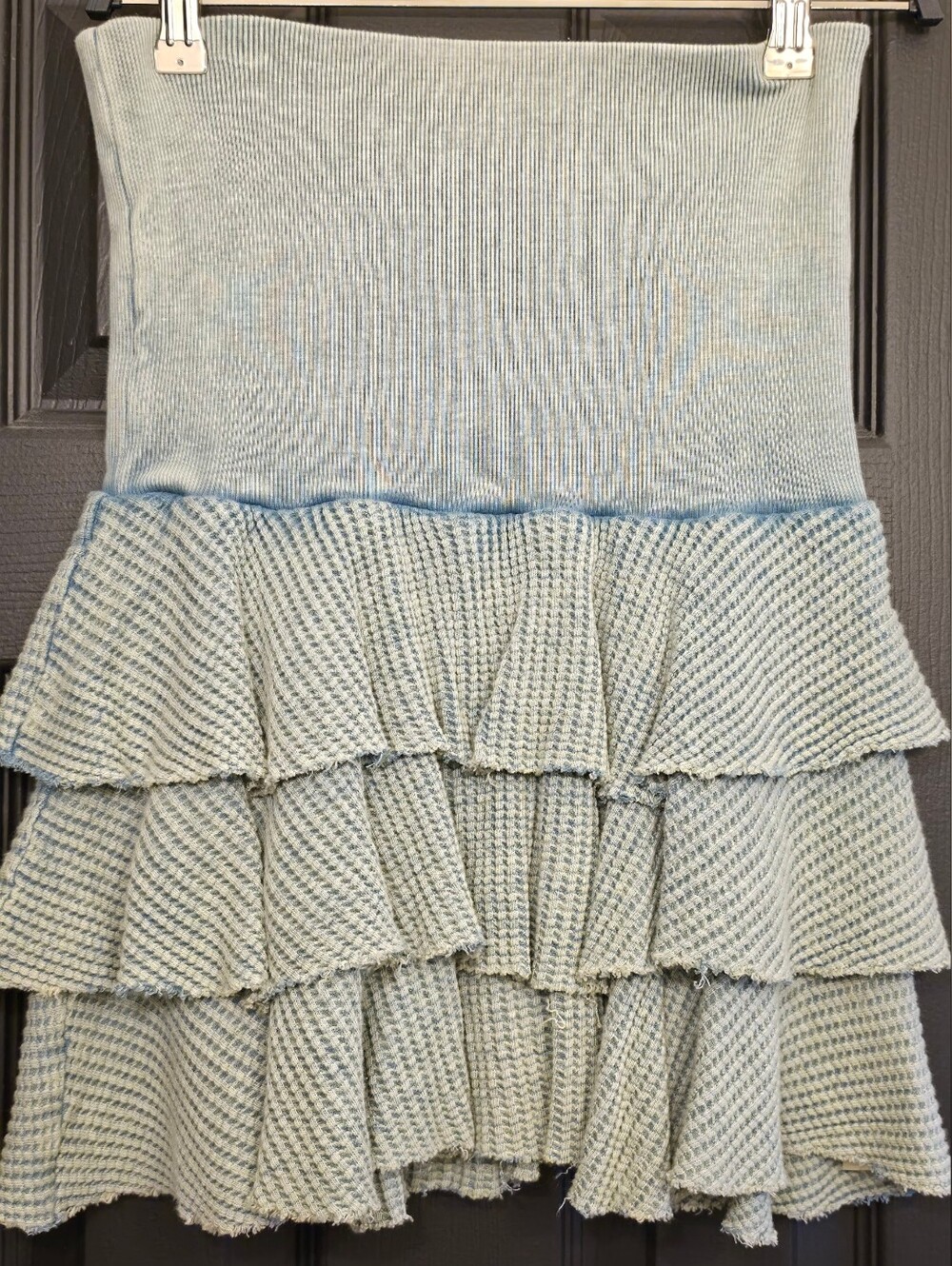 Girls Light Blue Tiered Ruffle Dress